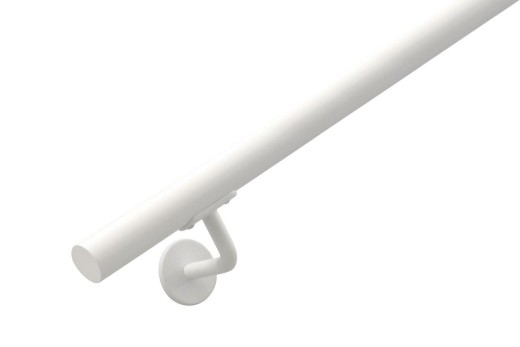 RVS/stalen trapleuning rond Ø33,7mm inclusief leuningdragers type H WIT RAL 9016