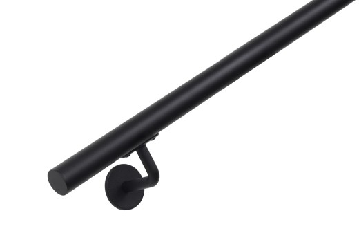 RVS trapleuning rond Ø33,7mm inclusief leuningdragers type H MAT ZWART RAL 9005