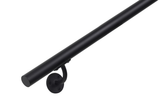 RVS trapleuning rond Ø33,7mm inclusief leuningdragers type L MAT ZWART RAL 9005