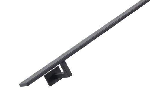 RVS/stalen trapleuning vierkant vlak 40x10mm inclusief leuningdragers type WV lengte 75mm hoogte 45mm ZWARTGRIJS RAL 7021