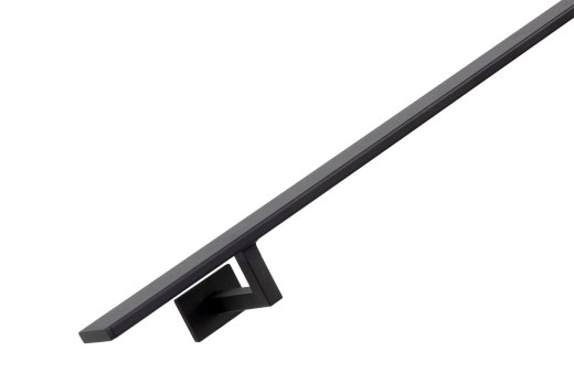 RVS trapleuning vierkant vlak 40x10mm inclusief leuningdragers type WV lengte 75mm hoogte 45mm MAT ZWART RAL 9005