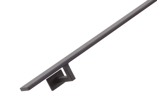 RVS/stalen trapleuning vierkant vlak 40x10mm inclusief leuningdragers type WV lengte 75mm hoogte 45mm SIGNAALZWART RAL 9004