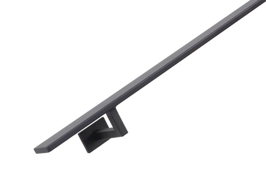 RVS/stalen trapleuning vierkant vlak 40x10mm inclusief leuningdragers type WV lengte 75mm hoogte 45mm GRAFIETZWART RAL 9011