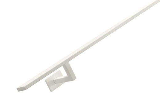 RVS/stalen trapleuning vierkant vlak 40x10mm inclusief leuningdragers type W lengte 89mm hoogte 45mm WIT RAL 9010