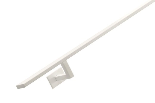 RVS/stalen trapleuning vierkant vlak 40x10mm inclusief leuningdragers type WV lengte 75mm hoogte 45mm WIT RAL 9010
