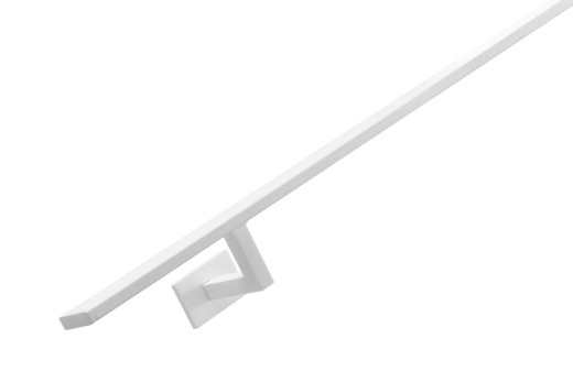 RVS/stalen trapleuning vierkant vlak 40x10mm inclusief leuningdragers type WV lengte 75mm hoogte 45mm WIT RAL 9016