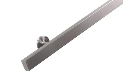 RVS trapleuning vierkant vlak 40x20mm inclusief leuningdragers type M