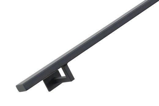 RVS/stalen trapleuning vierkant vlak 40x20mm inclusief leuningdragers type WV lengte 75mm hoogte 45mm ZWARTGRIJS RAL 7021