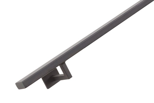 RVS trapleuning vierkant vlak 40x20mm inclusief leuningdragers type W SIGNAALZWART RAL 9005