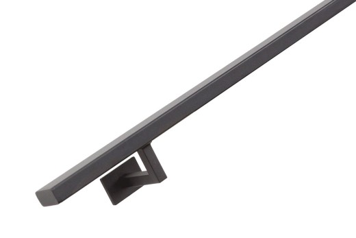 RVS/stalen trapleuning vierkant vlak 40x20mm inclusief leuningdragers type WV lengte 75mm hoogte 45mm SIGNAALZWART RAL 9004