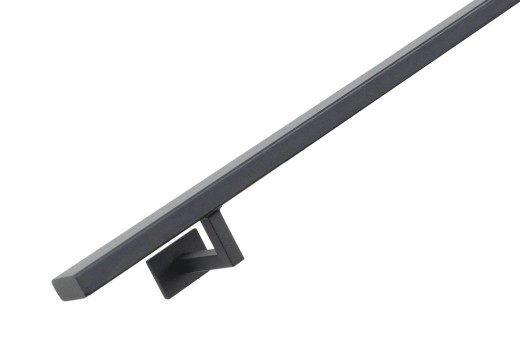 RVS/stalen trapleuning vierkant vlak 40x20mm inclusief leuningdragers type WV lengte 75mm hoogte 45mm GRAFIETZWART RAL 9011