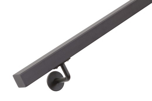 RVS trapleuning vierkant 40x40mm inclusief leuningdragers type F GRAFIETZWART RAL 9011