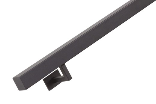 RVS/stalen trapleuning vierkant 40x40mm inclusief leuningdragers type WV lengte 75mm hoogte 45mm SIGNAALZWART RAL 9004