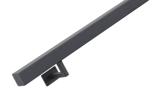 RVS/stalen trapleuning vierkant 40x40mm inclusief leuningdragers type WV lengte 75mm hoogte 45mm GRAFIETZWART RAL 9011