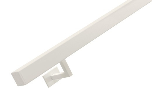 RVS trapleuning vierkant vlak 40x40mm inclusief leuningdragers type W WIT RAL 9010