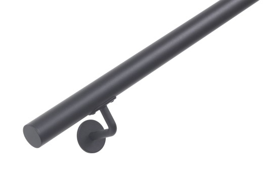 RVS trapleuning rond Ø42,4mm inclusief leuningdragers type H GRAFIETZWART RAL 9011