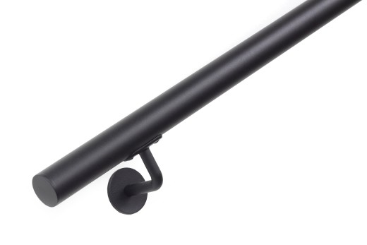 RVS trapleuning rond Ø42,4mm inclusief leuningdragers type H MAT ZWART RAL 9005