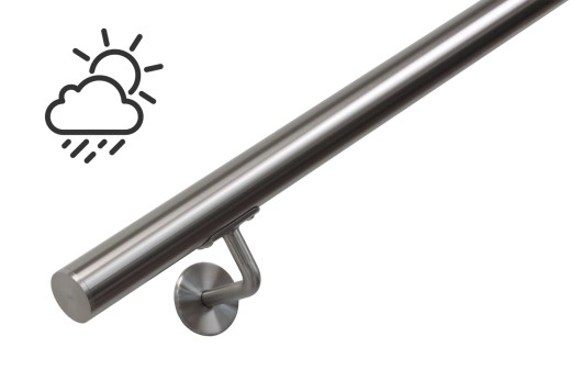 RVS trapleuning rond inclusief leuningdragers type H RVS 316