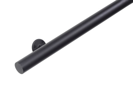 RVS trapleuning rond Ø42,4mm inclusief leuningdragers type N MAT ZWART RAL 9005