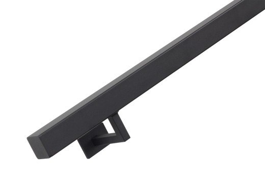 RVS trapleuning vierkant 40x40mm inclusief leuningdragers type W MAT ZWART RAL 9005