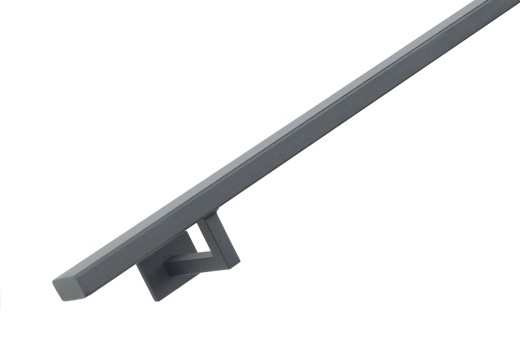 RVS trapleuning vierkant vlak 40x20mm inclusief leuningdragers type W ANTRACIET RAL 7016