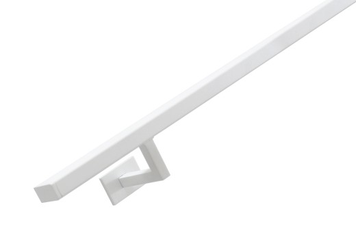RVS trapleuning vierkant vlak 40x20mm inclusief leuningdragers type W WIT RAL 9016