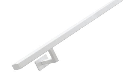 Gebogen RVS trapleuning vierkant vlak 40x20mm inclusief leuningdragers type W WIT RAL 9016