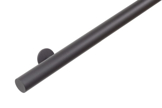 RVS trapleuning rond Ø42,4mm inclusief leuningdragers type S SIGNAALZWART RAL 9004