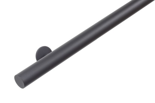 RVS trapleuning rond Ø42,4mm inclusief leuningdragers type S GRAFIETZWART RAL 9011