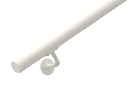RVS trapleuning rond Ø42,4mm inclusief leuningdragers type H WIT RAL 9010