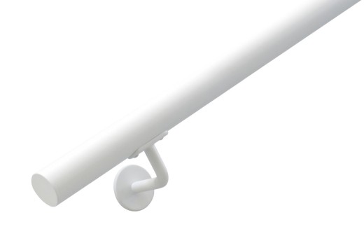 RVS trapleuning rond Ø42,4mm inclusief leuningdragers type H WIT RAL 9016