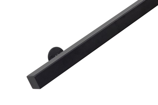 RVS trapleuning vierkant 40x40mm inclusief leuningdragers type M MAT ZWART
