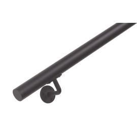 RVS trapleuning rond Ø42,4mm inclusief leuningdragers type G SIGNAALZWART RAL 9004