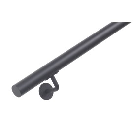 RVS trapleuning rond Ø42,4mm inclusief leuningdragers type H GRAFIETZWART RAL 9011