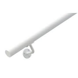 RVS trapleuning rond Ø42,4mm inclusief leuningdragers type G WIT RAL 9016