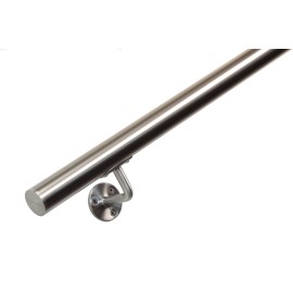 Gebogen RVS trapleuning rond Ø42,4mm inclusief leuningdragers type G