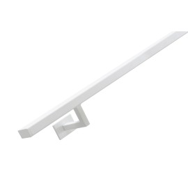 RVS trapleuning vierkant vlak 40x20mm inclusief leuningdragers type W WIT RAL 9016