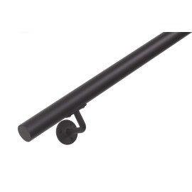 RVS trapleuning rond Ø42,4mm inclusief leuningdragers type G MAT ZWART RAL 9005