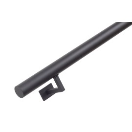 RVS trapleuning rond Ø42,4mm inclusief leuningdragers type V ZWARTGRIJS RAL 7021