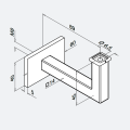RVS leuningdrager type W lengte 89mm hoogte 45mm GRAFIETZWART RAL 9011