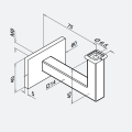 RVS leuningdrager type WV lengte 75mm hoogte 45mm WIT RAL 9016