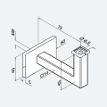 RVS leuningdragers type WV lengte 75mm hoogte 45mm GRAFIETZWART RAL 9011